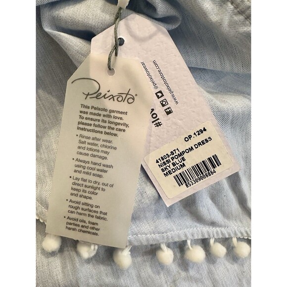 Peixoto Nissi Pompom Tiered Ruffle Mini Dress in Sky Blue Size M Medium NWT!!! - Picture 5 of 5